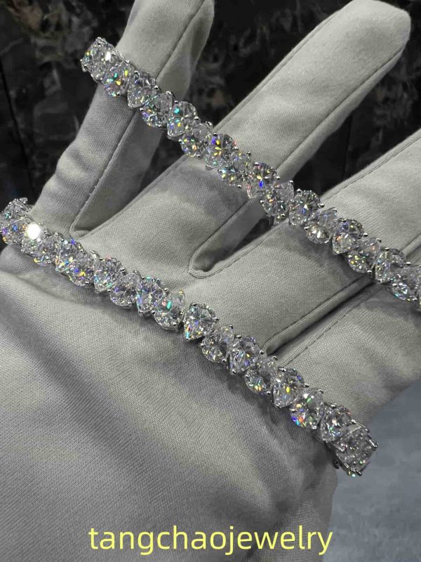 VVS Moissanite 925 Sterling Silver PEAR Tennis Bracelet 12MM 8 inches Rose Gold