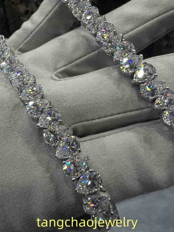 VVS Moissanite 925 Sterling Silver PEAR Tennis Bracelet 12MM 8 inches Rose Gold