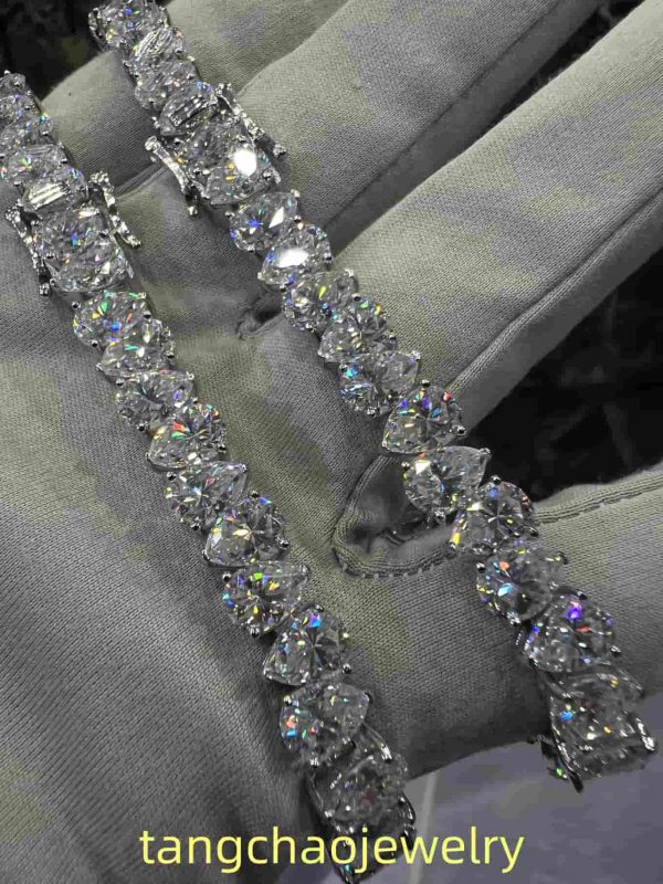 VVS Moissanite 925 Sterling Silver PEAR Tennis Bracelet 12MM 8 inches Rose Gold