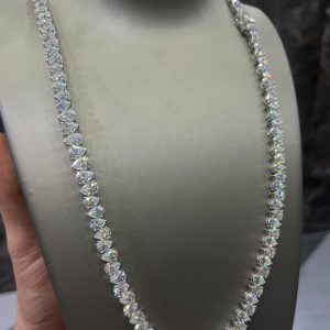 VVS Moissanite 925 Sterling Silver PEAR Tennis Necklace 7.7MM 24 inches White