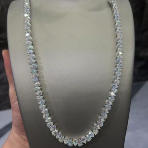 VVS Moissanite 925 Sterling Silver PEAR Tennis Necklace 7.7MM 24 inches White