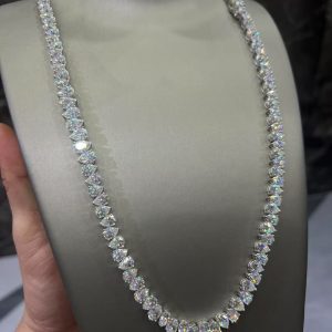 VVS Moissanite 925 Sterling Silver PEAR Tennis Necklace 7.7MM 24 inches White