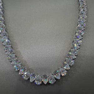 VVS Moissanite 925 Sterling Silver PEAR Tennis Necklace 7.7MM 24 inches White