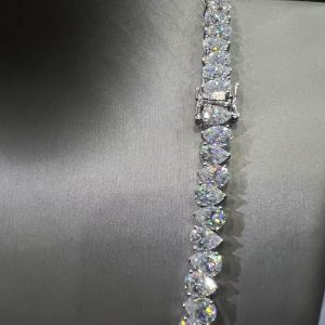 VVS Moissanite 925 Sterling Silver PEAR Tennis Necklace 7.7MM 24 inches White