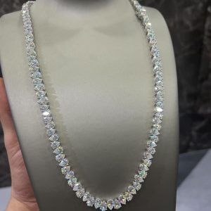 VVS Moissanite 925 Sterling Silver PEAR Tennis Necklace 7.7MM 24 inches White