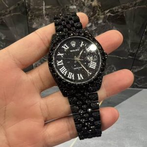 VVS Moissanite Rolex Datejust 41MM black gold-plated
