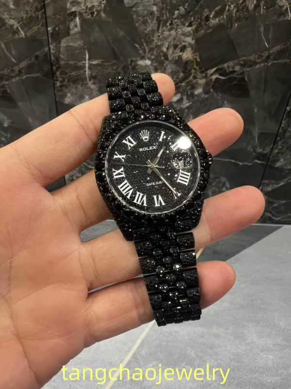 VVS Moissanite Rolex Datejust 41MM black gold-plated