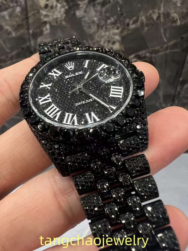VVS Moissanite Rolex Datejust 41MM black gold-plated