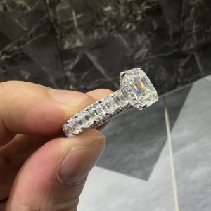 VVS Moissanite 925 Silver EMERALD Luxury Ring White Gold