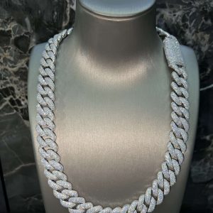 VVS Moissanite 925 Sterling Silver Miami Cuban Chain 18MM 22inches White