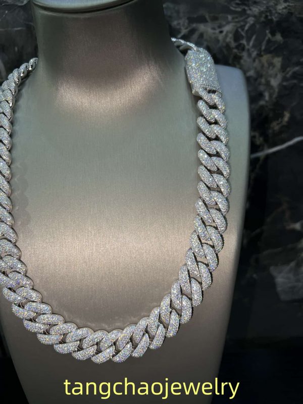 VVS Moissanite 925 Sterling Silver Miami Cuban Chain 18MM 22inches White