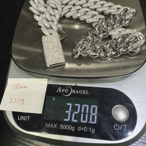 VVS Moissanite 925 Sterling Silver Miami Cuban Chain 18MM 22inches White