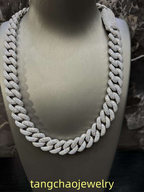VVS Moissanite 925 Sterling Silver Miami Cuban Chain 18MM 22inches White
