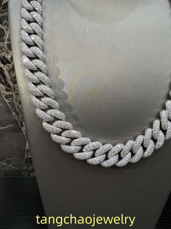 VVS Moissanite 925 Sterling Silver Miami Cuban Chain 18MM 22inches White