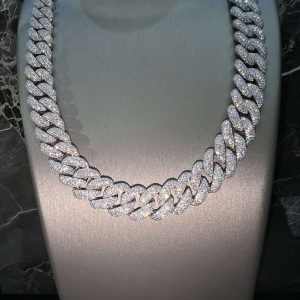 VVS Moissanite 925 Sterling Silver Miami Cuban Chain 18MM 22inches White