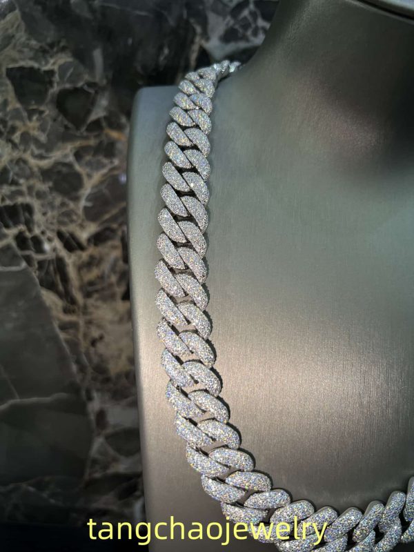 VVS Moissanite 925 Sterling Silver Miami Cuban Chain 18MM 22inches White