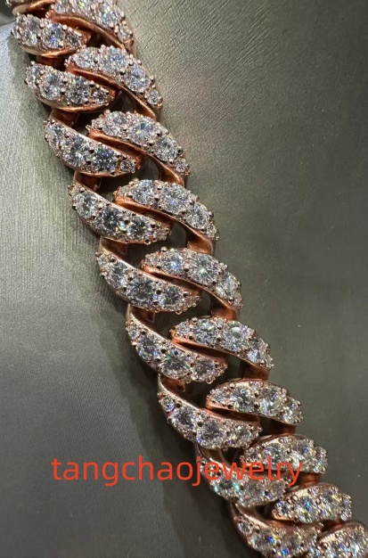 VVS Moissanite 925 Sterling Silver Miami Cuban Chain Large Diamond Necklace 16mm 20inches