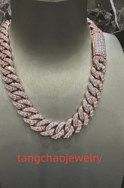 VVS Moissanite 925 Sterling Silver Miami Cuban Chain Large Diamond Necklace 16mm 20inches