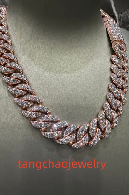 VVS Moissanite 925 Sterling Silver Miami Cuban Chain Large Diamond Necklace 16mm 20inches