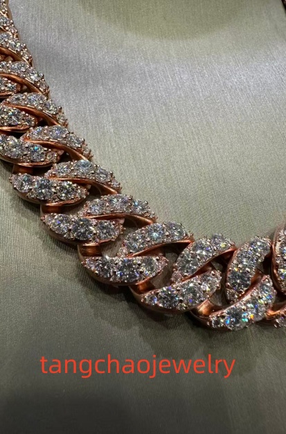 VVS Moissanite 925 Sterling Silver Miami Cuban Chain Large Diamond Necklace 16mm 20inches