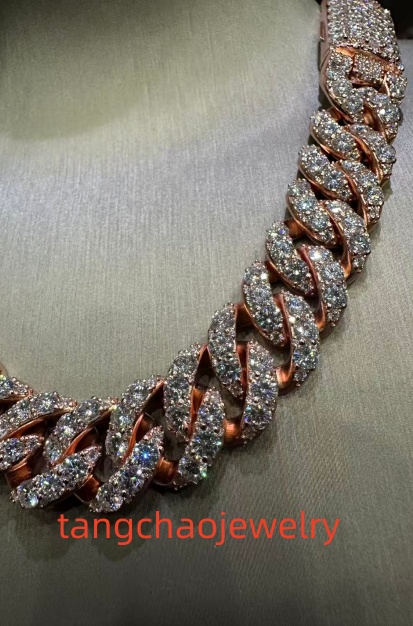 VVS Moissanite 925 Sterling Silver Miami Cuban Chain Large Diamond Necklace 16mm 20inches