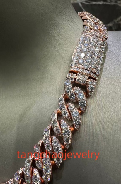 VVS Moissanite 925 Sterling Silver Miami Cuban Chain Large Diamond Necklace 16mm 20inches