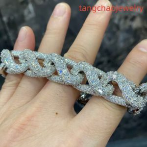 VVS Moissanite 925 Sterling Silver Bracelet 16mm 8inches White