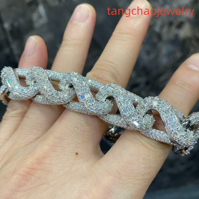 VVS Moissanite 925 Sterling Silver Bracelet 16mm 8inches White