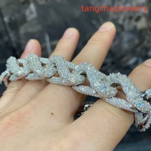 VVS Moissanite 925 Sterling Silver Bracelet 16mm 8inches White