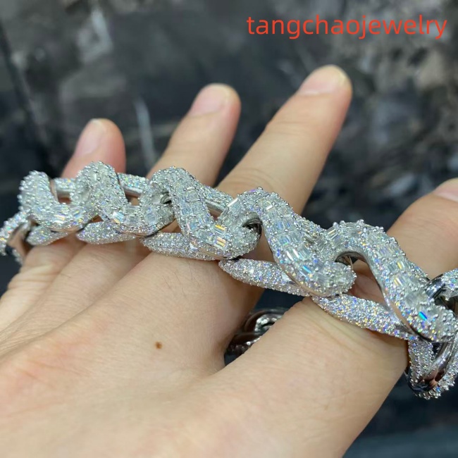 VVS Moissanite 925 Sterling Silver Bracelet 16mm 8inches White