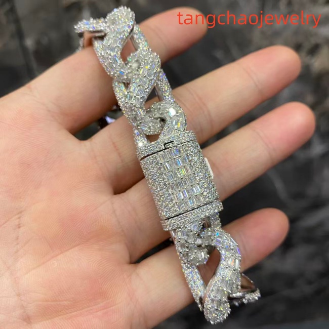 VVS Moissanite 925 Sterling Silver Bracelet 16mm 8inches White