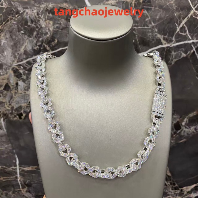 VVS Moissanite 925 Sterling Silver Bracelet with a large diamond 16mm 23inches