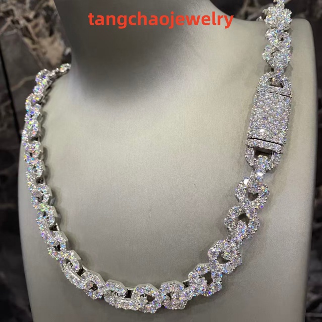 VVS Moissanite 925 Sterling Silver Bracelet with a large diamond 16mm 23inches