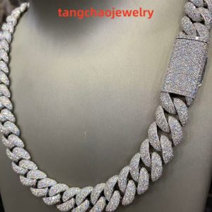 VVS Moissanite 925 Sterling Silver Miami Cuban Chain 17MM 22inches White