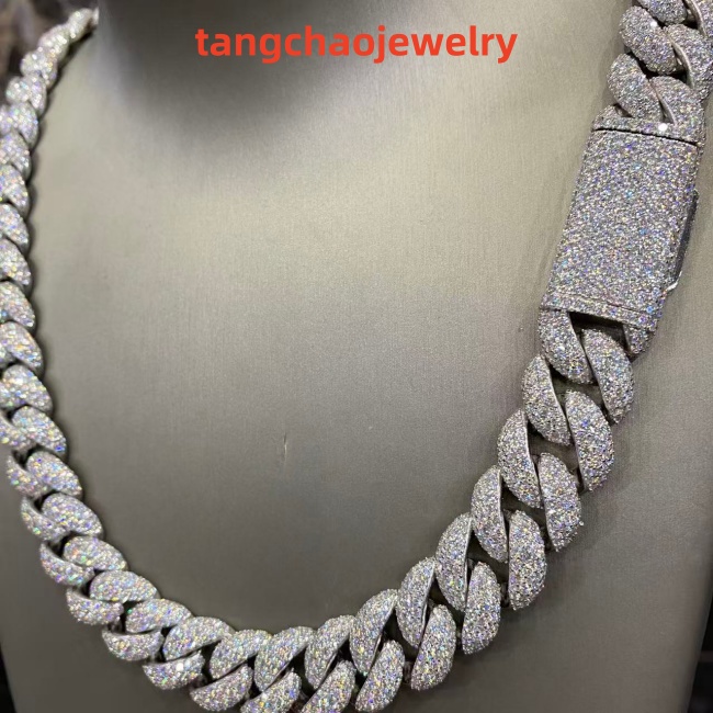 VVS Moissanite 925 Sterling Silver Miami Cuban Chain 17MM 22inches White