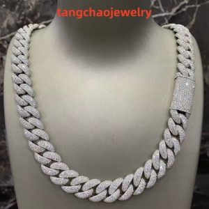 VVS Moissanite 925 Sterling Silver Miami Cuban Chain 17MM 22inches White