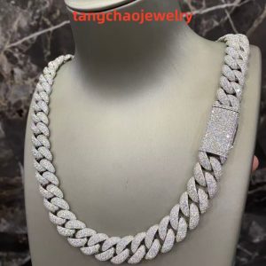 VVS Moissanite 925 Sterling Silver Miami Cuban Chain 17MM 22inches White