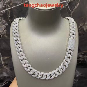 VVS Moissanite 925 Sterling Silver Miami Cuban Chain 17MM 22inches White