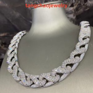 VVS Moissanite 925 Sterling Silver Miami Cuban Chain 17MM 23inches White