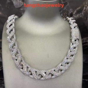 VVS Moissanite 925 Sterling Silver Miami Cuban Chain 17MM 23inches White