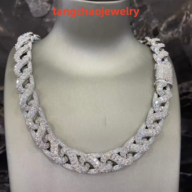 VVS Moissanite 925 Sterling Silver Miami Cuban Chain 17MM 23inches White