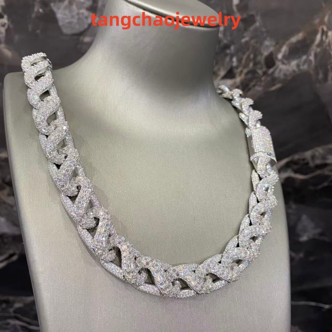 VVS Moissanite 925 Sterling Silver Miami Cuban Chain 17MM 23inches White