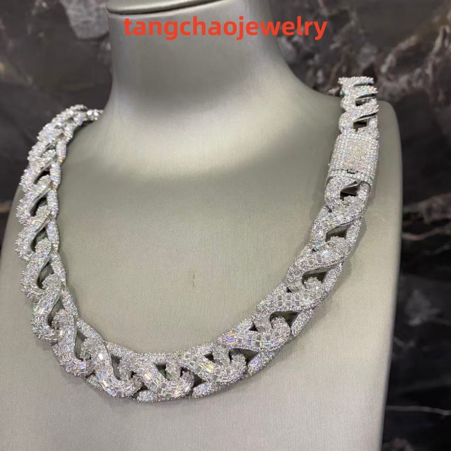 VVS Moissanite 925 Sterling Silver Miami Cuban Chain 17MM 23inches White