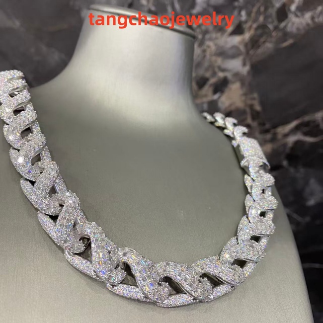 VVS Moissanite 925 Sterling Silver Miami Cuban Chain 17MM 23inches White