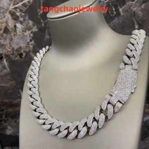 VVS Moissanite 925 Sterling Silver Miami Cuban Chain 18MM 23inches White