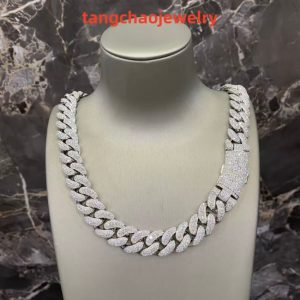 VVS Moissanite 925 Sterling Silver Miami Cuban Chain 18MM 23inches White
