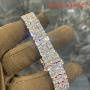VVS Moissanite 925 Sterling Silver Tennis Chain 7mm 7 Inch Rose Gold