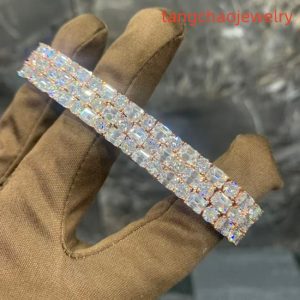 VVS Moissanite 925 Sterling Silver Tennis Chain 7mm 7 Inch Rose Gold