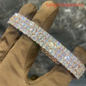 VVS Moissanite 925 Sterling Silver Tennis Chain 7mm 7 Inch Rose Gold