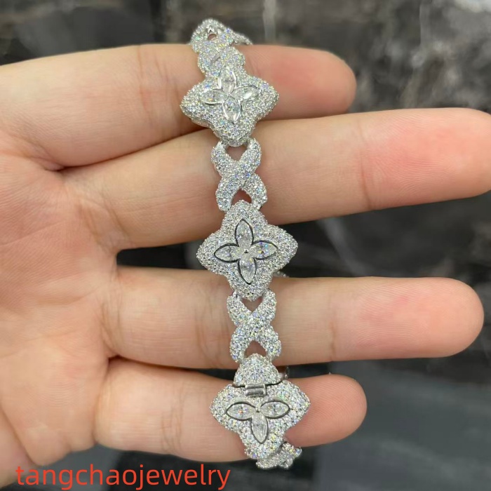 VVS Moissanite 925 Sterling Silver Miami Bracelet 9mm 8 inches White